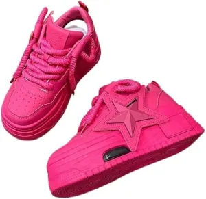 Walking Sneakers for Women Chunky Platform White Pink Dad Comfortable Casual Fashion Running Shoes