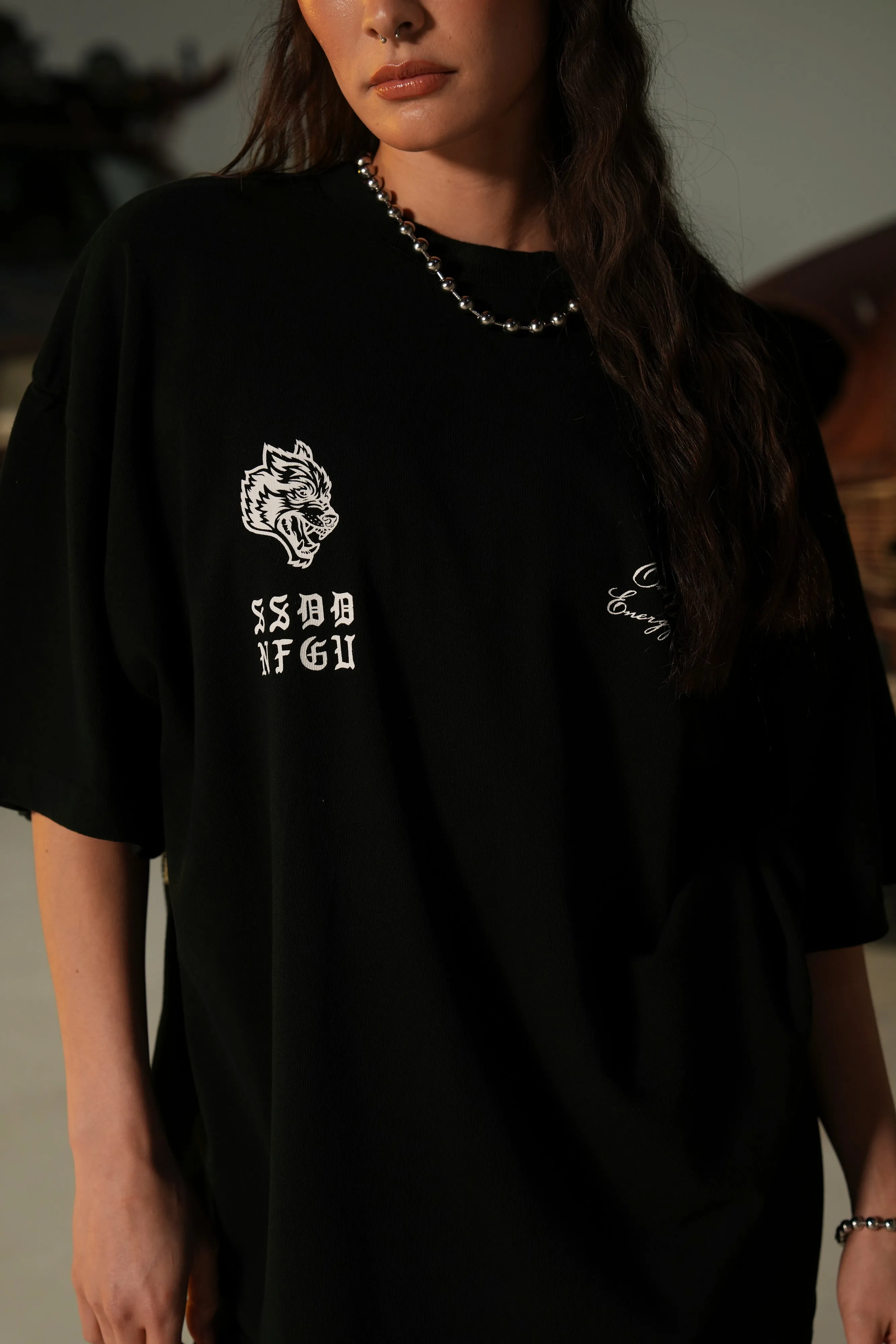 Wolf Iron V2 "Premium" Oversized Tee in Black