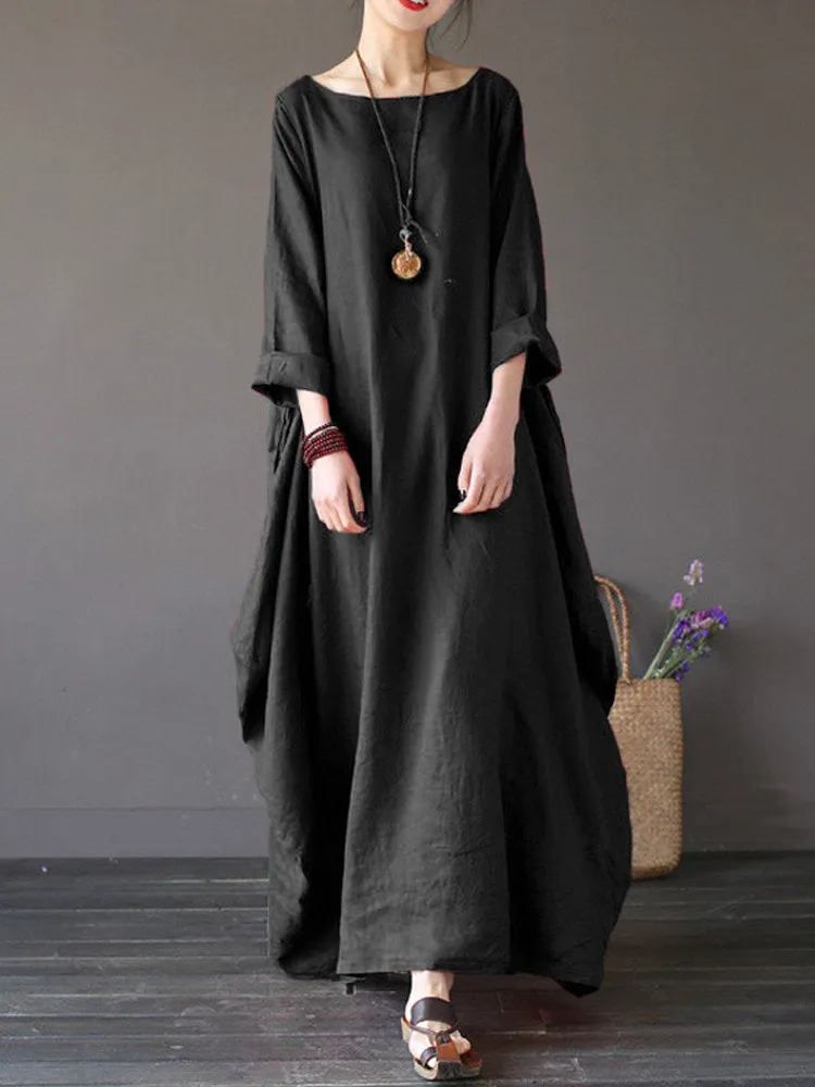 Women Daytime Casual Cotton  Solid Casual Dress