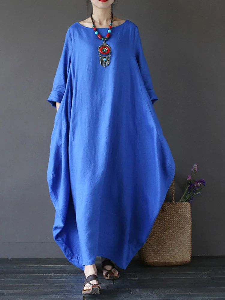 Women Daytime Casual Cotton  Solid Casual Dress