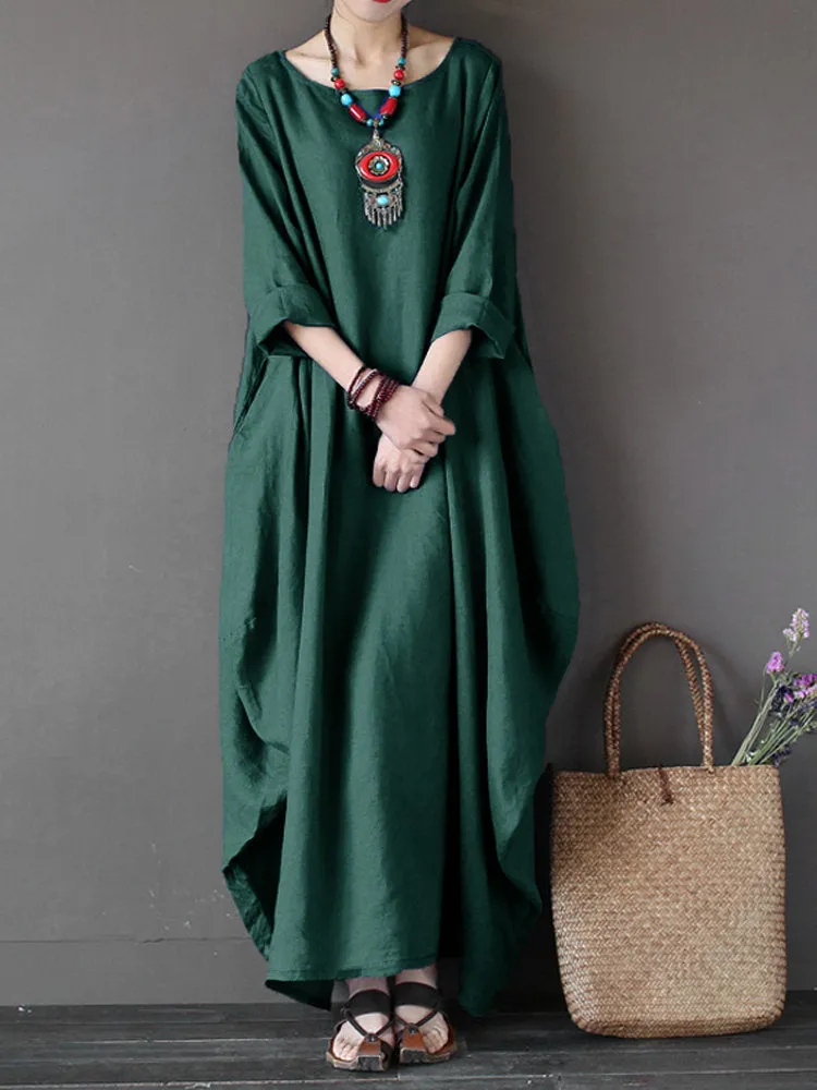 Women Daytime Casual Cotton  Solid Casual Dress