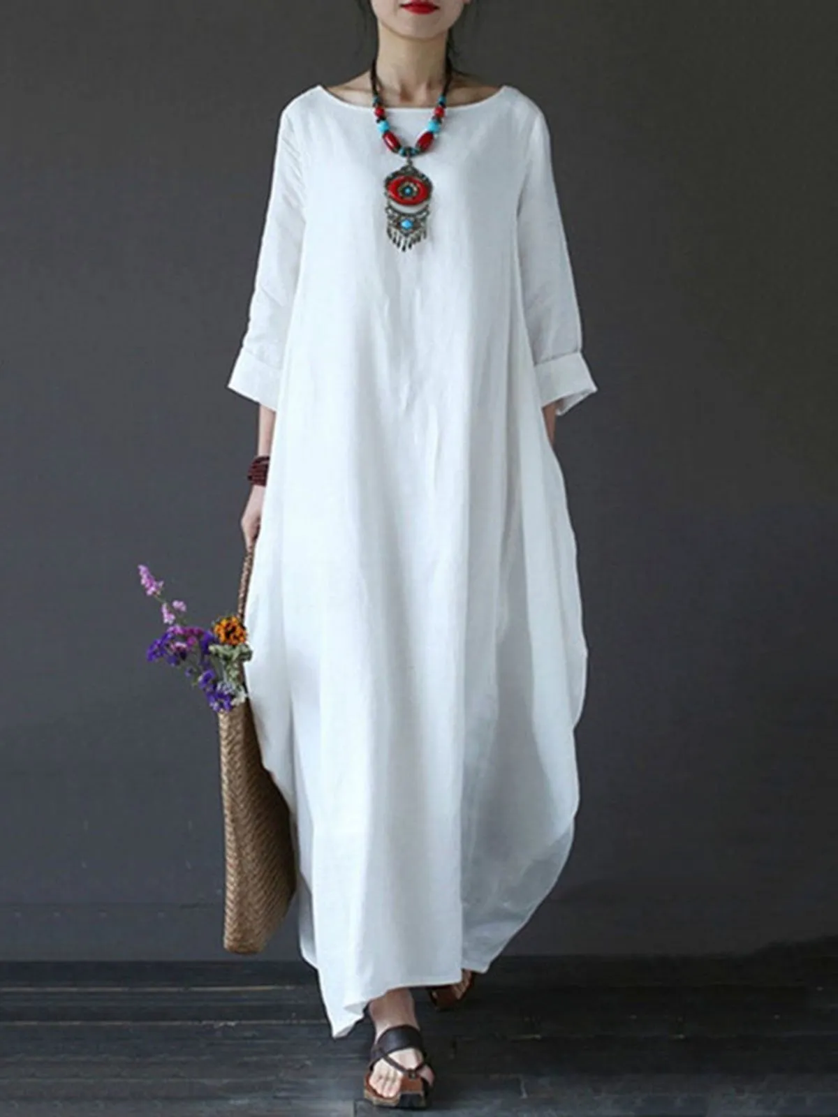 Women Daytime Casual Cotton  Solid Casual Dress