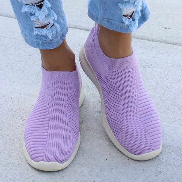 Women Flat Slip on White Shoes Lightweight White