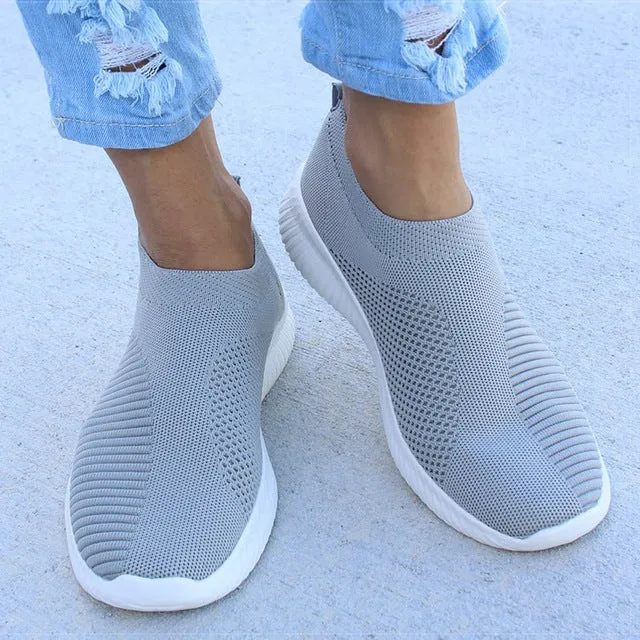 Women Flat Slip on White Shoes Lightweight White