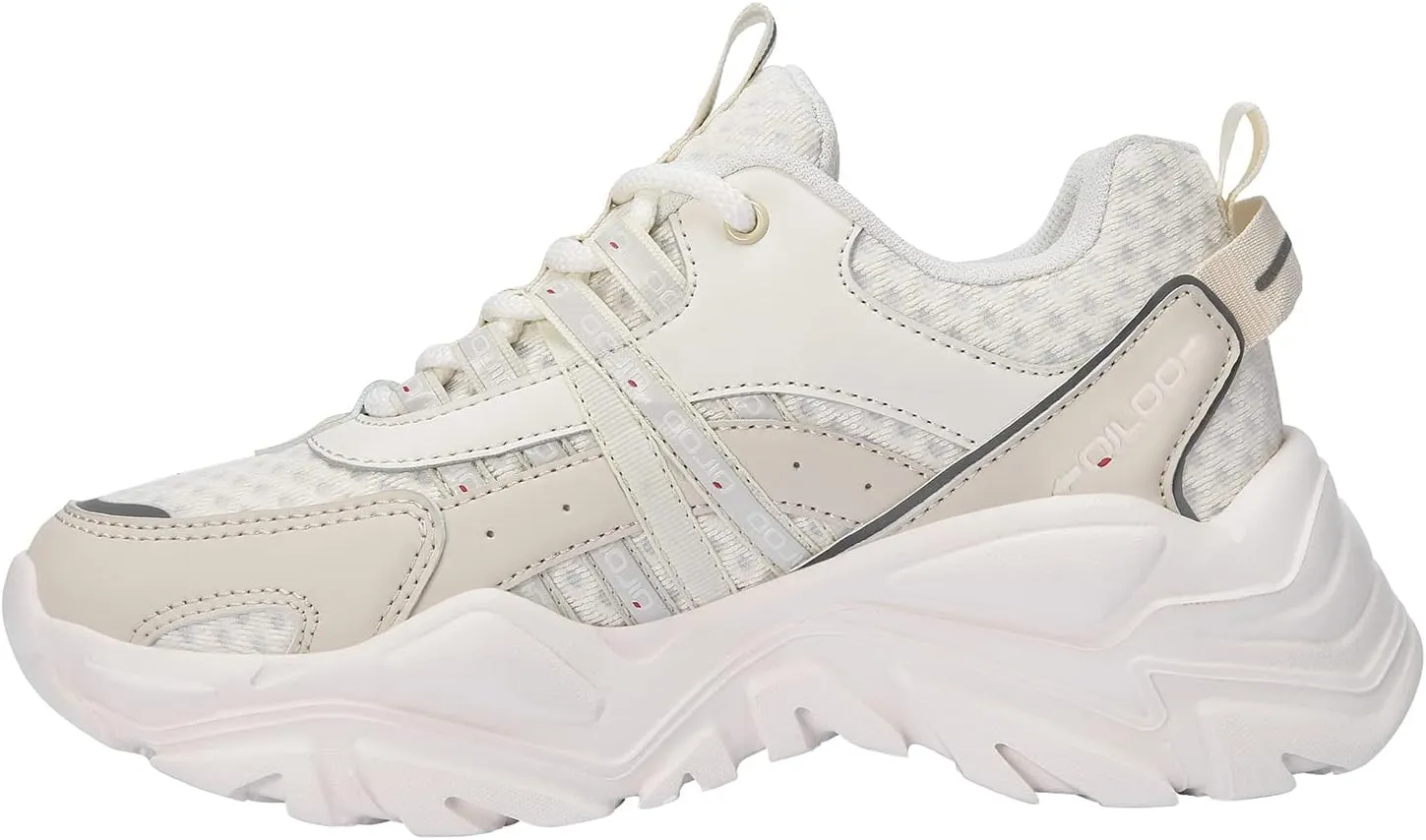 Women's Chunky Platform White Beige Non-Slip Breathable Lightweight Sneakers Trendy Fashion Dad Walking Running Shoes for Women