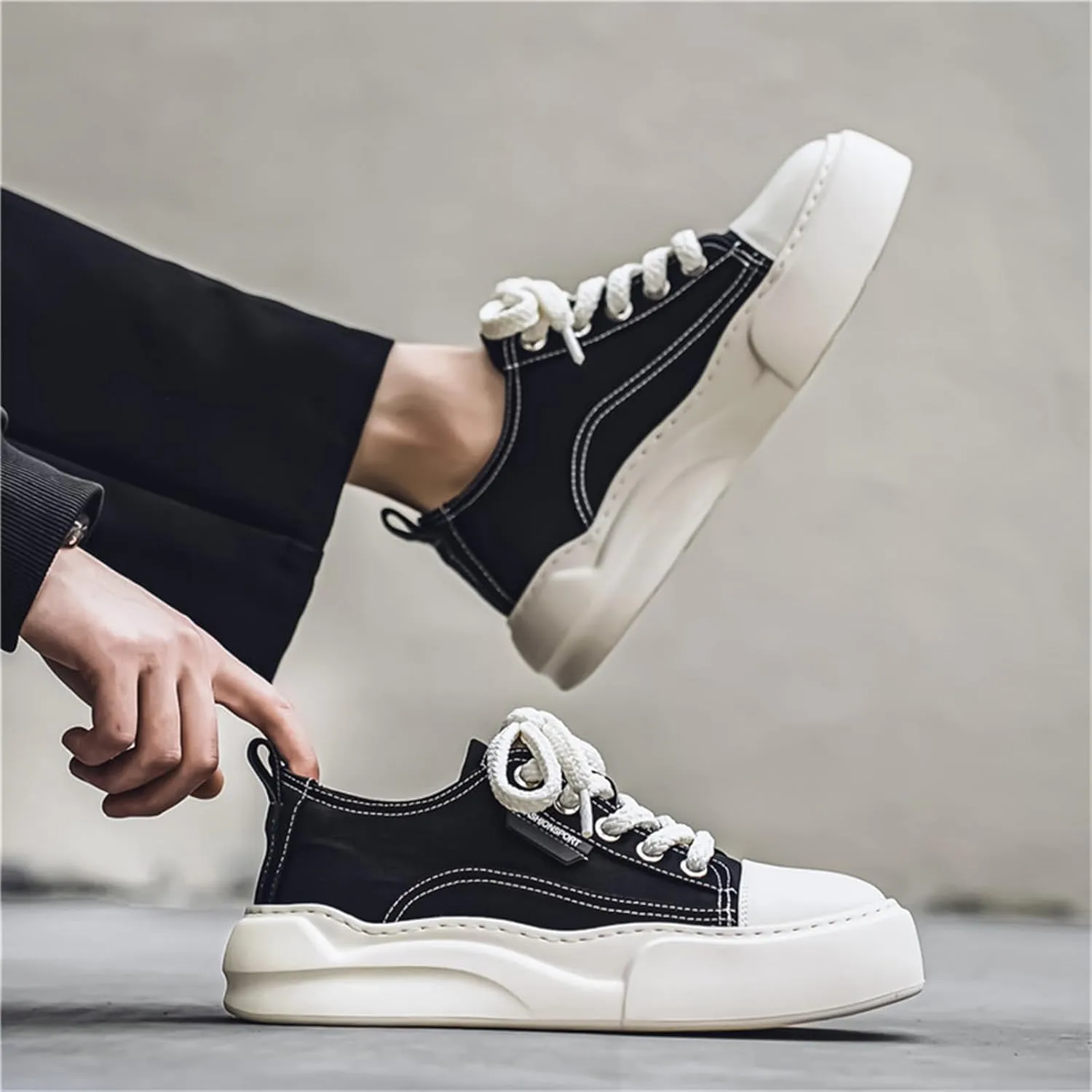 Women's Fashion Canvas Lace Up Platform Sneakers Casual Low Top Round Toe Non Slip Walking Workout Loafers