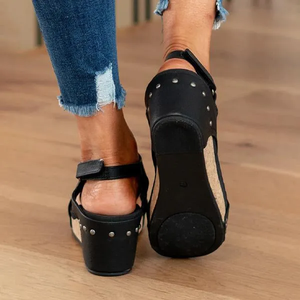Women's Fish Mouth Velcro Thick Sole Roman Sandals 09713668C