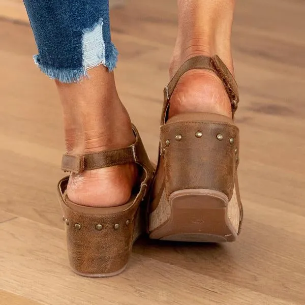Women's Fish Mouth Velcro Thick Sole Roman Sandals 09713668C