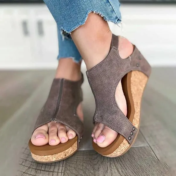 Women's Fish Mouth Velcro Thick Sole Roman Sandals 09713668C