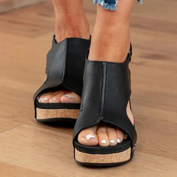 Women's Fish Mouth Velcro Thick Sole Roman Sandals 09713668C
