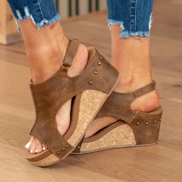 Women's Fish Mouth Velcro Thick Sole Roman Sandals 09713668C