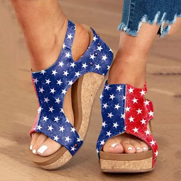 Women's Fish Mouth Velcro Thick Sole Roman Sandals 09713668C