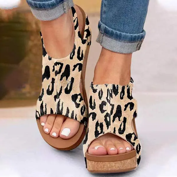 Women's Fish Mouth Velcro Thick Sole Roman Sandals 09713668C