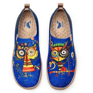 Women's Foldable Loafers, Funny Owl Painted Canvas Slip-On Sneakers