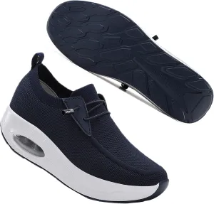 Women's Slip-on Walking Shoes Mesh Breathe Air Cushion Sock Sneakers for Women Ladys Fashion Platform Lightweight Loafers Non-Slip Nursing Work Shoe