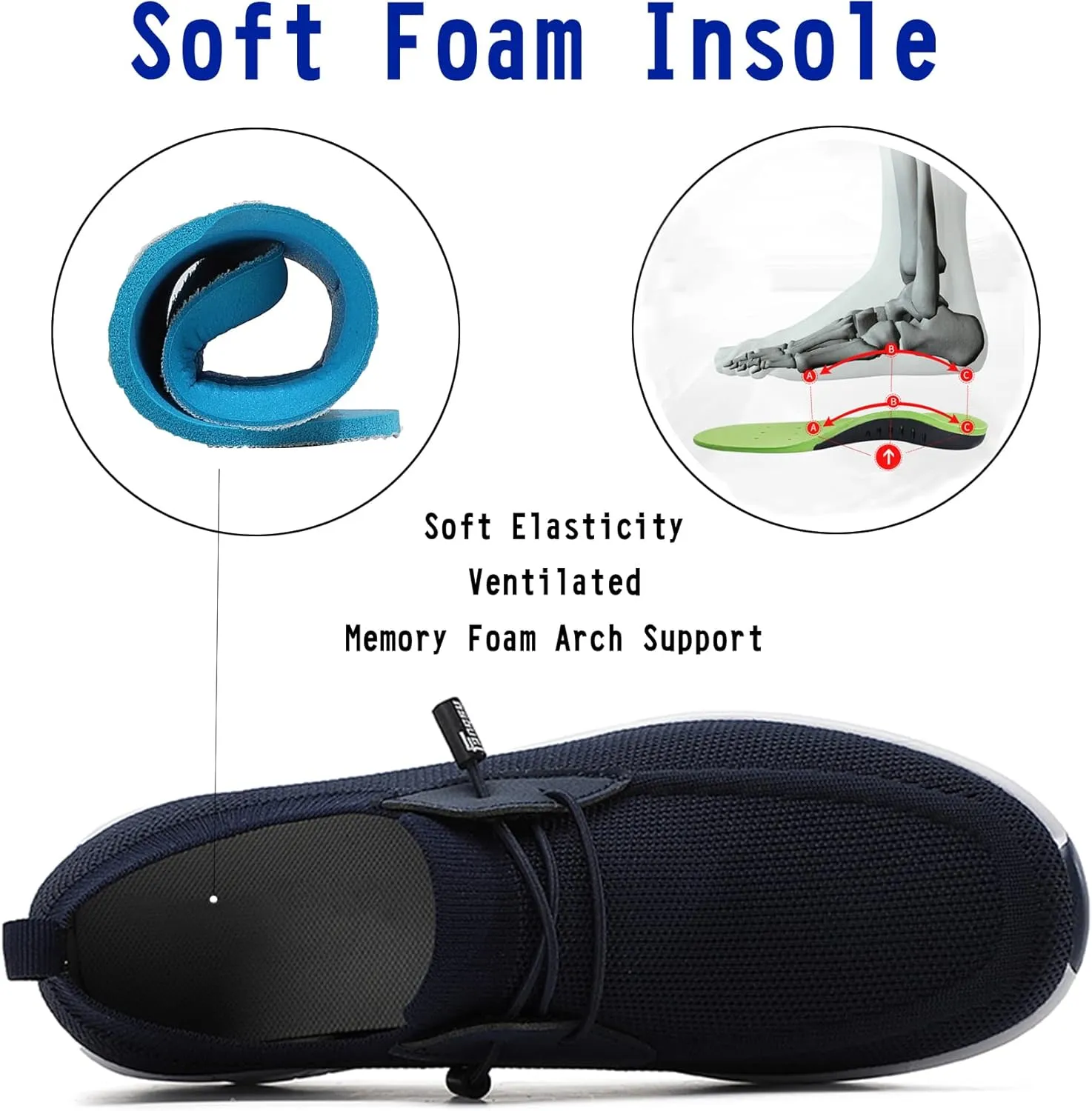 Women's Slip-on Walking Shoes Mesh Breathe Air Cushion Sock Sneakers for Women Ladys Fashion Platform Lightweight Loafers Non-Slip Nursing Work Shoe