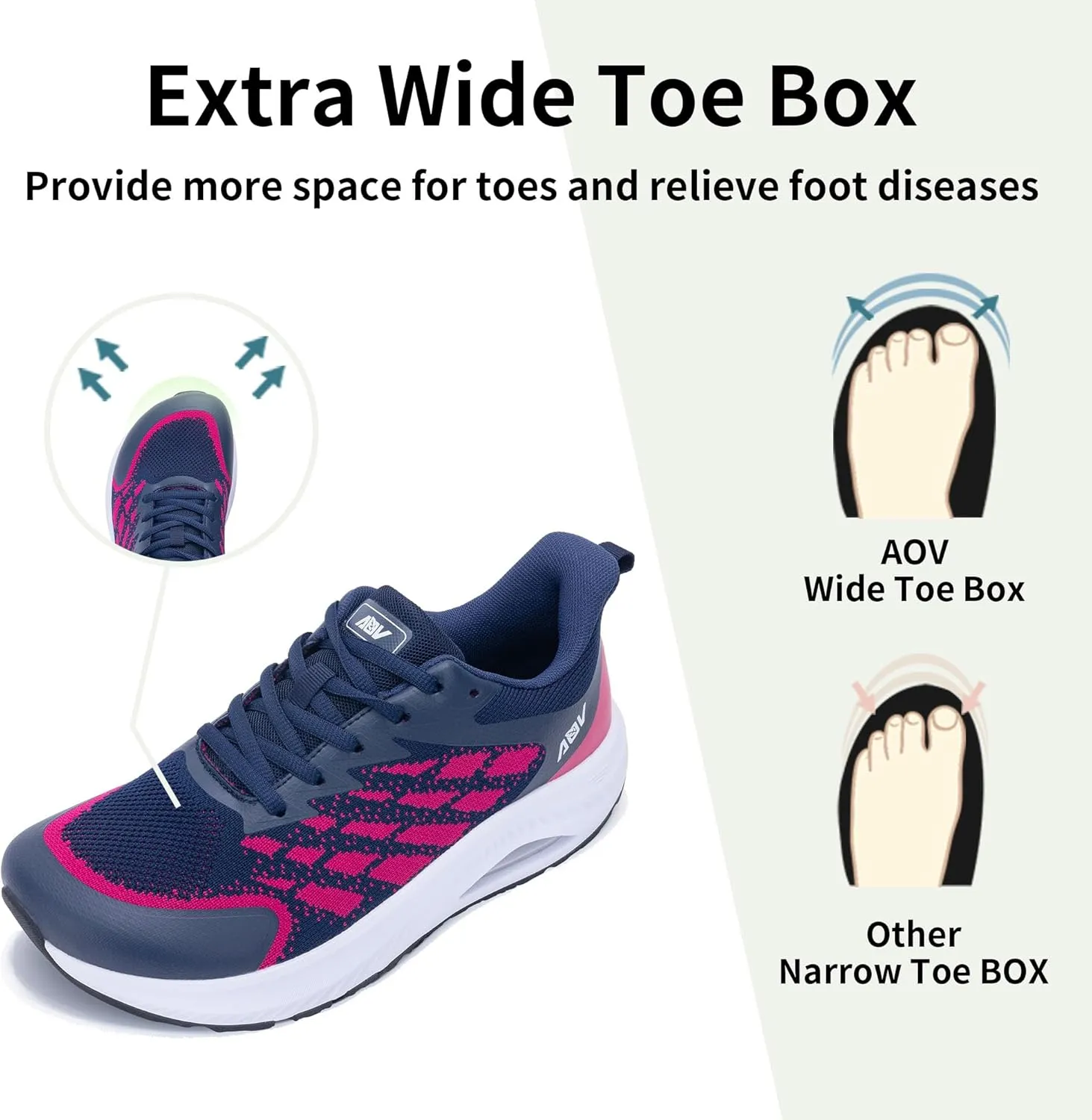 Womens Wide Toe Box Shoes with Arch Support Walking Shoes for Plantar Fasciitis Sneakers Orthotic Air Tennis Sneakers